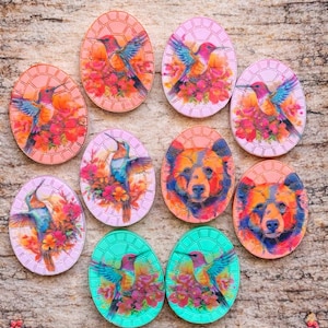 Kolibri & Bär Perlen Mitten | ovale Acrylcabochons | Native American inspiriert Schmuck machen Lieferungen