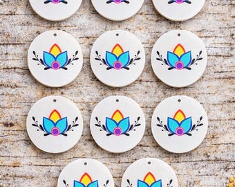 Ojibwe Floral Cabochons, Geblümter Schmuck, Handgemacht (5 Paar)