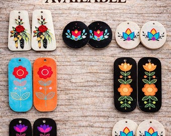 Custom Floral Earring Centers | Native Style Beading Cabochons | Jewelry Supplies