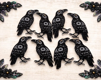 Raven Beading Centers | Black Crow Acrylic Components | Native American Inspired Jewelry Making Supplies