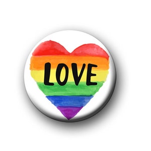 PRIDE / 1” / 25mm pin button / badge / LGBTQ+ / lesbian / gay / bi / trans / asexual / non-binary / pansexual / rainbow / unisex / love