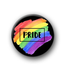 PRIDE / 1” / 25mm pin button / badge / LGBTQ+ / lesbian / gay / bi / trans / asexual / non-binary / pansexual / rainbow / unisex / love