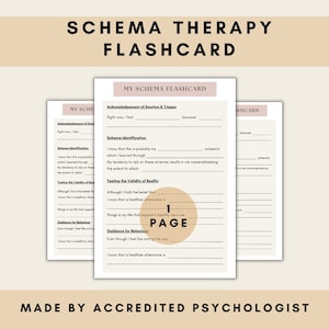 Flashcard voor schematherapie, Flashcard voor therapie, werkblad voor schematherapie, werkblad voor geestelijke gezondheid, digitale PDF-download
