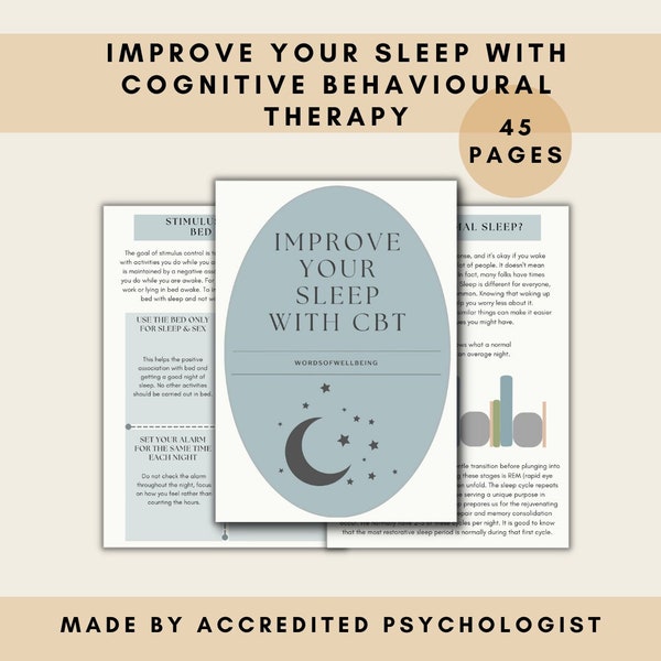 Improve Your Sleep, Insomnia CBT Workbook, Mental Health Worksheets, Sleep Quality Workbook, Sleep Hygiene Support, PDF Digital Download