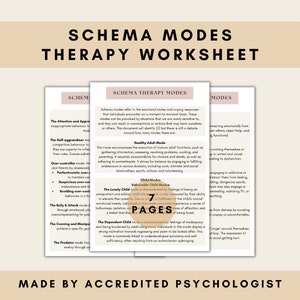 Schema Mode Therapy Worksheet, Schema Therapy Worksheet, Mental Health Worksheet, Therapy Resource, Emotion Regulation, PDF Digital Download