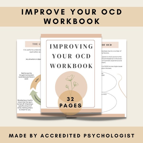 Improve Your OCD Workbook, Exposure Response Prevention Workbook, ERP Workbook, OCD Workbook, Therapy Workbook, Pdf Digital Download