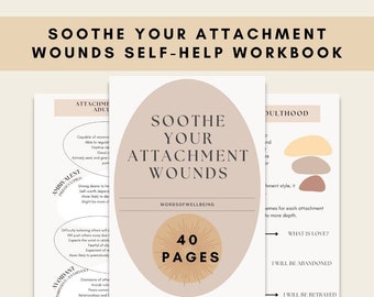 Soothe Your Attachment Wounds, Attachment Type Workbook, Avoidant Attachment Workbook, Anxious Attachment Workbook, Therapy Workbook, PDF