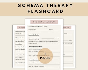 Schema Therapy Flashcard, Therapy Flashcard, Schema Therapy Worksheet, Mental Health Worksheet, PDF Digital Download