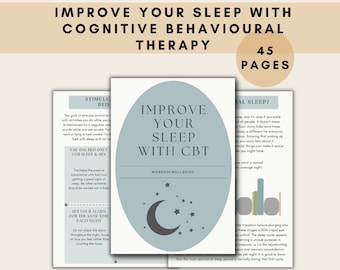 Improve Your Sleep, Insomnia CBT Workbook, Mental Health Worksheets, Sleep Quality Workbook, Sleep Hygiene Support, PDF Digital Download