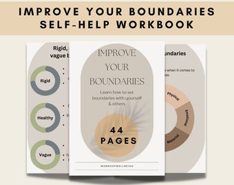 Improve Your Boundaries Workbook, CBT Therapy Worksheets (PDF Digital Download)