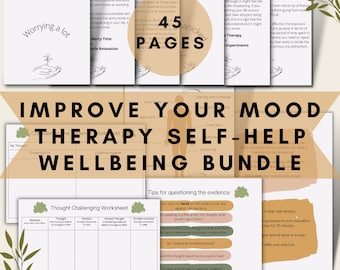 Mental Health Therapy Bundle, Wellbeing Worksheets (PDF Digital Download)