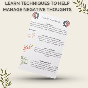 Cognitive Defusion Worksheets ACT Worksheet Depression Help Therapy Cognitive Defusion Worksheets ACT Worksheet Depression Help Therapy