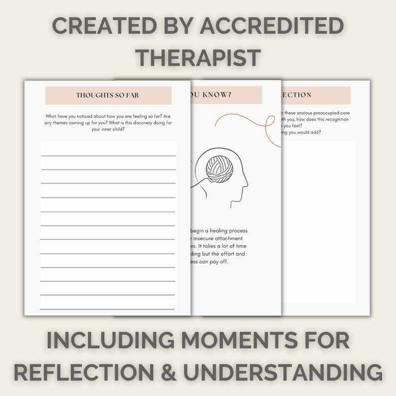 May include: A printable worksheet with three sections titled "Thoughts So Far", "Do You Know?" and "Reflection". The worksheet is designed to help people reflect on their feelings and thoughts. The worksheet includes a drawing of a head with a ball of yarn inside.