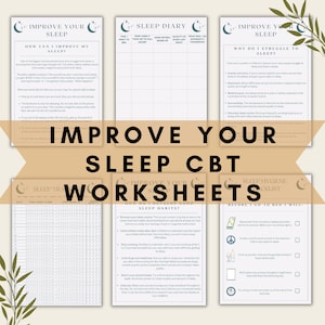Improve Your Sleep CBT Worksheets, Therapy Worksheets, Sleep Hygiene, Therapy Handouts, Mental Health Worksheets, ACT Worksheets