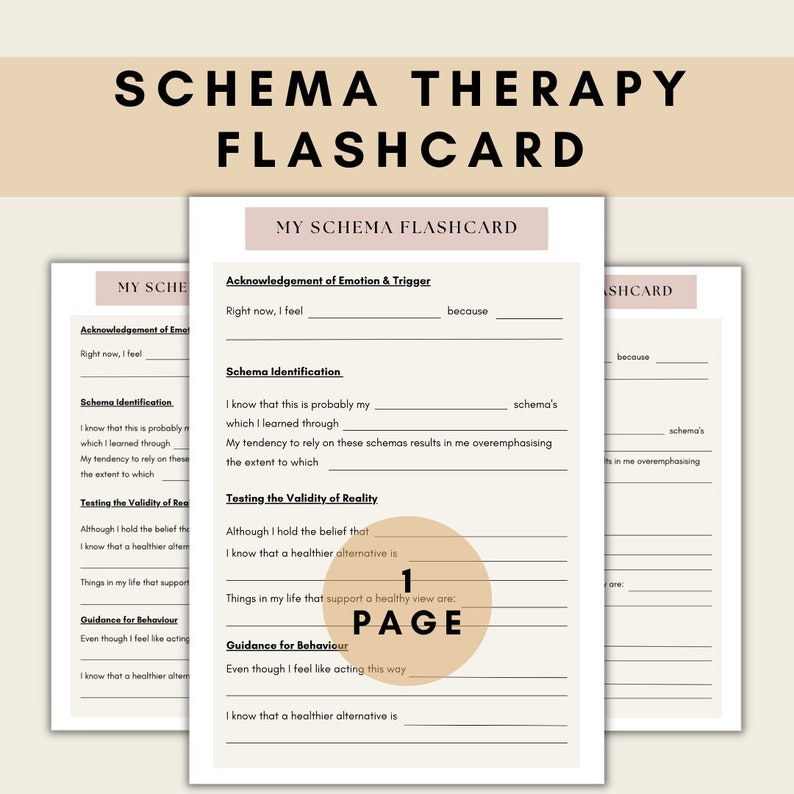 Schema Therapy Flashcard, Therapy Flashcard, Schema Therapy Worksheet