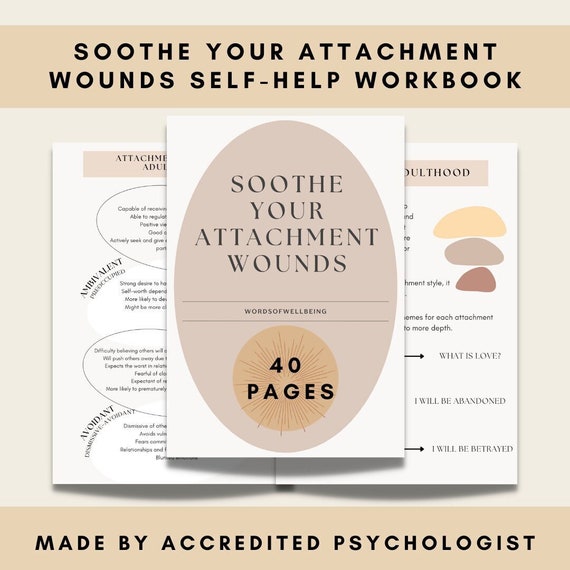 Attachment Styles & Wounds Workbook, Self-Help Therapy, 40 Pages (PDF)