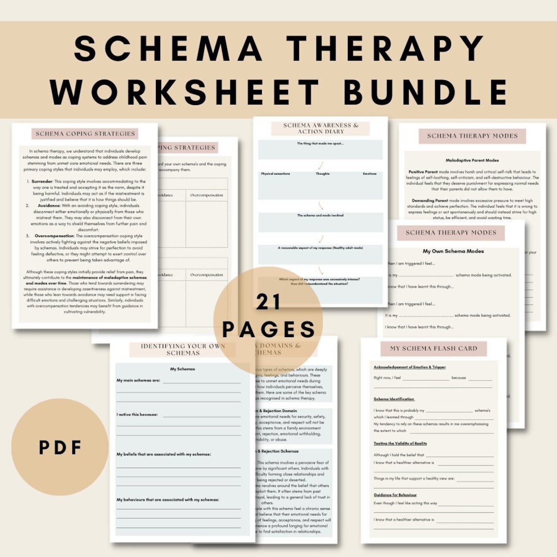 Schema Therapy Worksheet Bundle Schema Modes Therapy Resource Mental