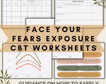 Exposure Therapy CBT Worksheets, Anxiety Management (PDF Digital Download)