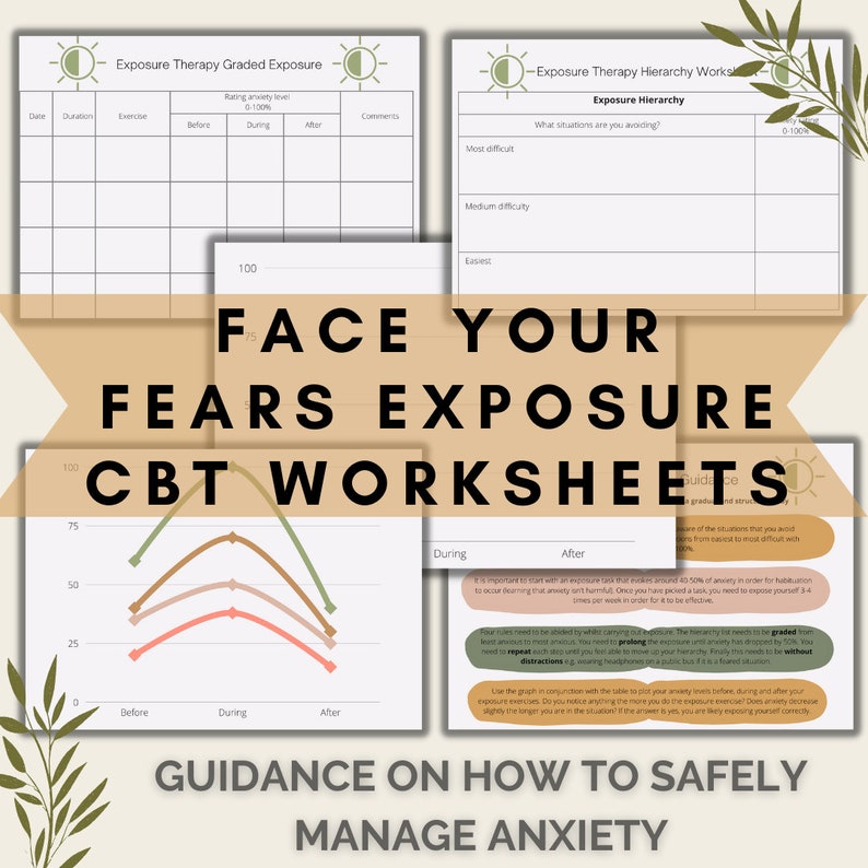 Face Your Fears Exposure Therapy, CBT Worksheets, Therapy Worksheets