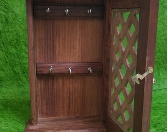 Floating Wood Shelves with Key Hooks - Entryway Storage