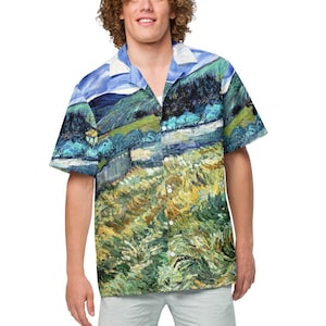 Chemise boutonnée Van Gogh Landscape oversize unisexe à usage touristique