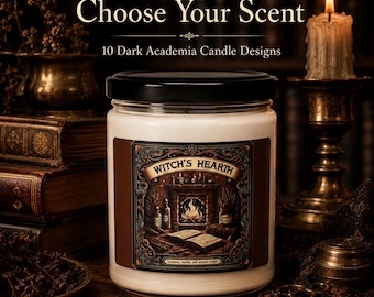 Dark Academia Candle, Bookish Soy Wax Candle, Gothic Gift for Readers