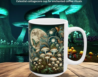 Mug Mushroom Moon Witchy Fairycore Whimsigoth Coffee Cup
