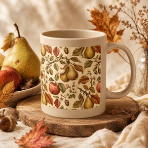 Fall Mug, Vintage Orchard Fruit Mug, Autumn Coffee Mug, Fall Kitchen Decor
