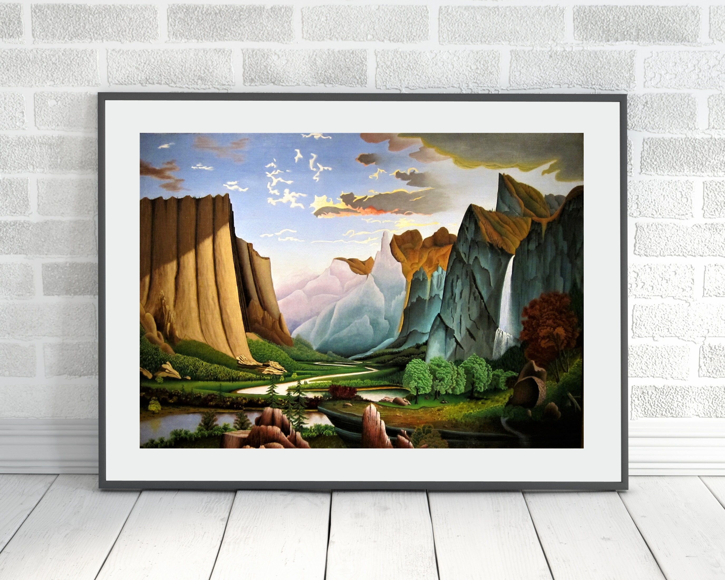 Printable Yosemite Landscape Wall Art Painting, Landscape Wall Decor