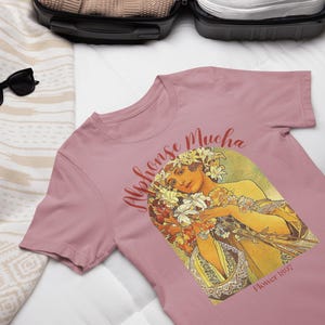 Art Nouveau Unisex Tee Shirt, Gift for Art Lovers, Alphonse Mucha Art, Aesthetics Art Tee