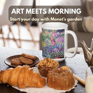 Claude Monet Iris Garden Ceramic Mug | Impressionist Art Coffee Cup | Monet Gift for Art Lovers | 11oz & 15oz Size Coffee Mug