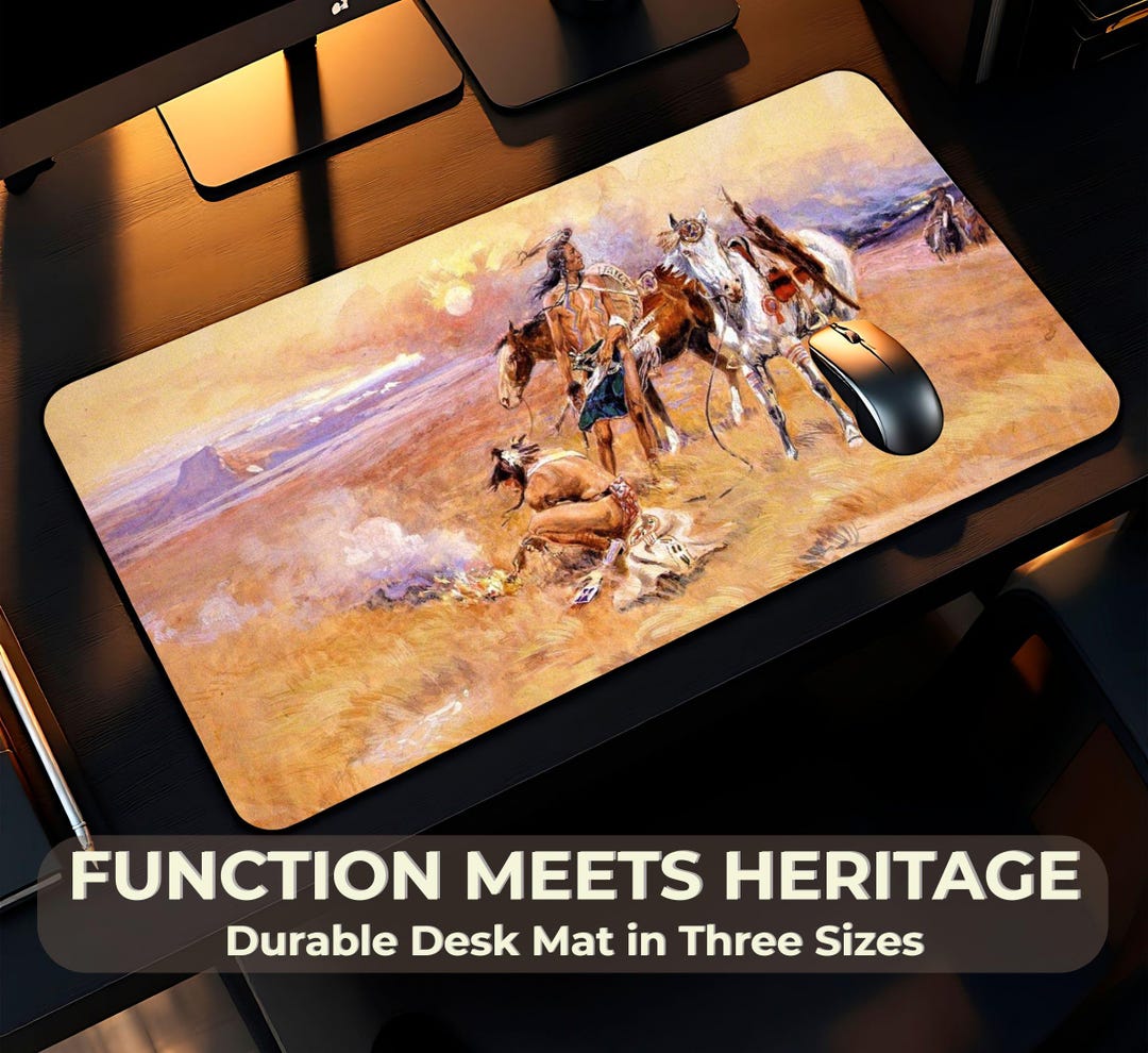 Western Art Desk Mat | Native American Office Decor, Charles Russell ...