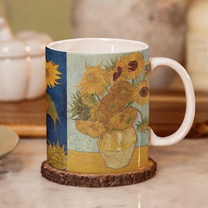 Van Gogh Sunflower Mug, Ceramic Coffee Cup, Art Lover Gift