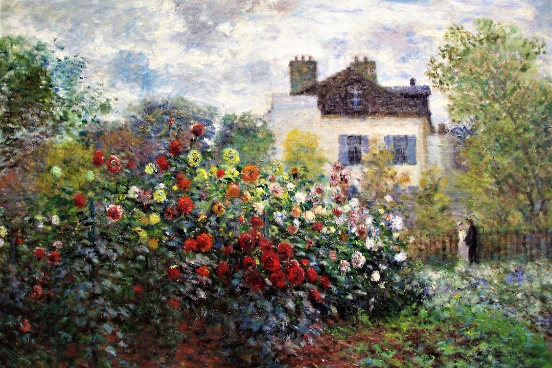 Monet's Rose Garden Print, Monet Print, Colorful Landscape Wall Art ...