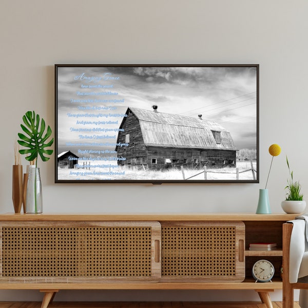 Samsung Frame TV Art Amazing Grace, Country Barn, Vintage Photograph | Digital Download