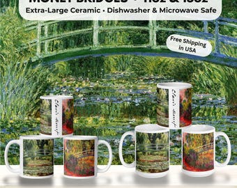 Monet Bridge Coffee Mug 11oz & 15oz | Water Lilies Japanese Bridge Ceramic