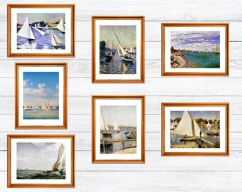 Seven Sailboat Gallery Wall Art Prints, Beach House Decor, Sailing Wall Decor, Printable Wall Art