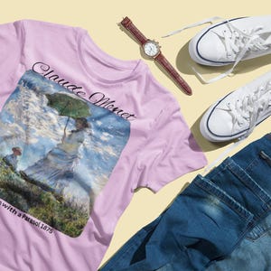 Claude Monet Art Graphic Tee Shirt, Printed T-shirt Gift for Artist and Art Teachers, Fine art tee-shirt, Woman with Parasol Print