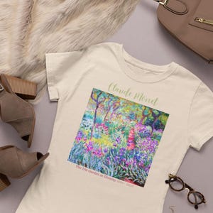 T-shirt graphique Claude Monet, cadeau parfait pour artiste, beau t-shirt pour artiste, cadeaux pour les amateurs d&#39;art, impression jardin d&#39;iris de Monet