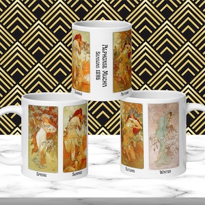 Alphonse Mucha Art Nouveau Mug – The Seasons 20oz Ceramic Coffee Mug – Perfect Gift for Art Deco and Art Nouveau Enthusiast