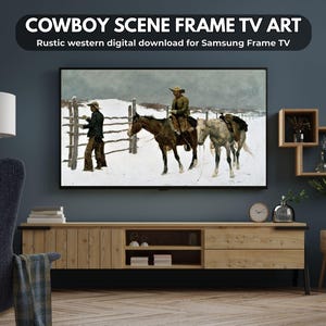 Cowboy Scene Samsung Frame TV Art | Western Digital Download | Rustic Cowboy Landscape TV Artwork | Digital File for The Frame