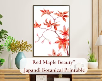 Vintage Japanese Maple Leaf Print | Japandi Botanical Art (Digital Download)