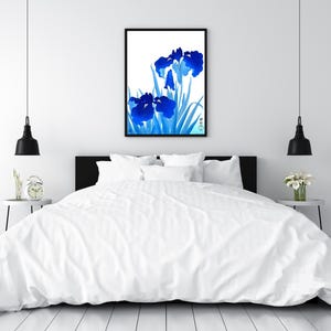 Japanese Iris Flower Wall Art | Ohara Koson Vintage Botanical Print | Japandi Blue Floral Poster | Digital Download Minimalist Decor