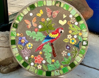 14” Mosaic Stepping Stone “Wild Red Parrot” #276