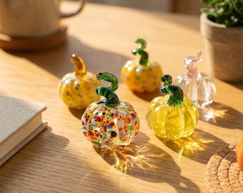 Miniaturowe, ręcznie dmuchane szklane dynie, kolorowa szklana figurka dyni Millefiori, dekoracja na Święto Dziękczynienia z okazji jesiennych zbiorów, dekoracja stołu ze szkła w stylu Murano