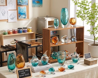 Ręcznie dmuchana szklana figurka ryby, oceaniczna sztuka, dekoracja domu w stylu nadmorskim, dekoracyjny szklany ornament na prezent