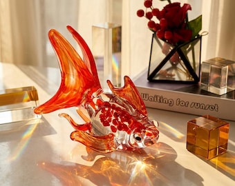 Ręcznie robiona szklana figurka wieloryba, artystyczna figurka morskiego życia w stylu Murano, dekoracja z motywem zwierząt oceanicznych, ozdoba domu w stylu nadmorskim, pomysł na prezent w stylu marynistycznym