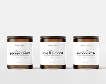 Modern Candle Label Template, Editable Candle Label Design, Customizable Candle Tin Label Template, Canva Template