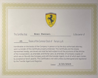 Certificado de acciones imprimible *Editable*