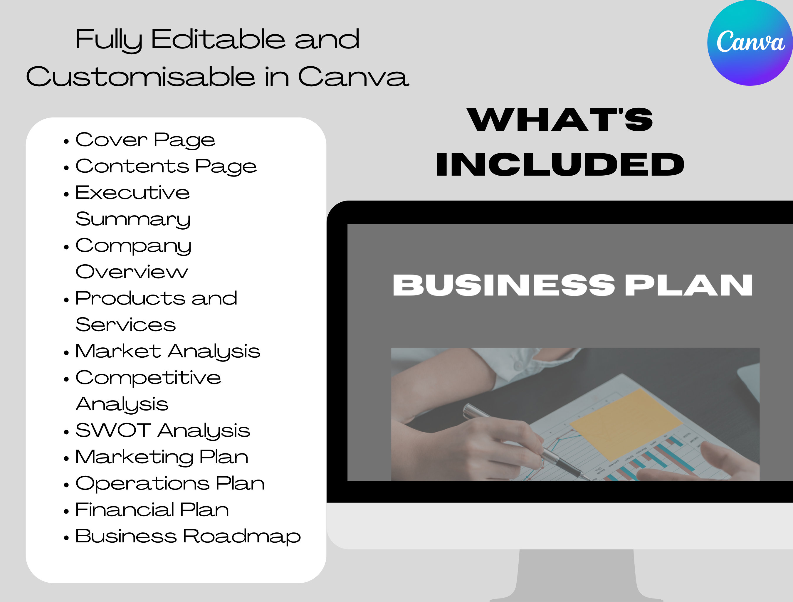 Business Plan Canva Template | Editable Small Business Plan | Planner ...